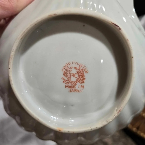 Vintage Shell Handpainted Floral Trinket Dish Japan - Picture 6 of 6